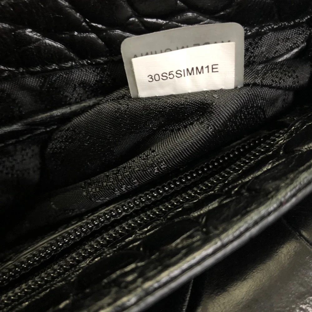Michael Kors Mila Small Embossed-Leather Messenger Crossbody Bag in Black
